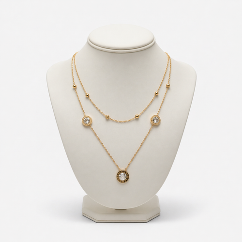Celestial Layered Coin Necklace – Elegant Gold Layered Necklace for Women