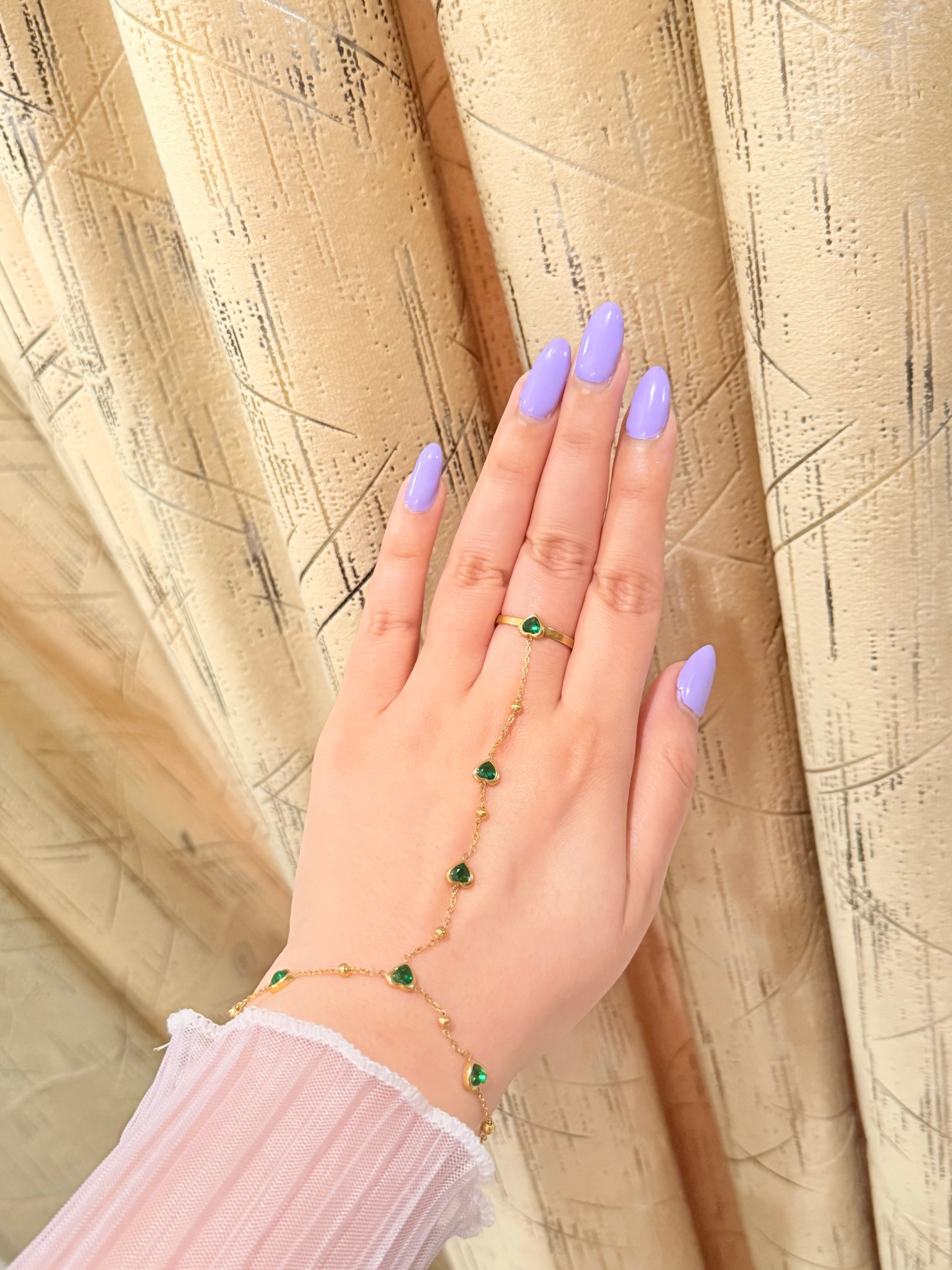 Emerald Heart Hand Chain