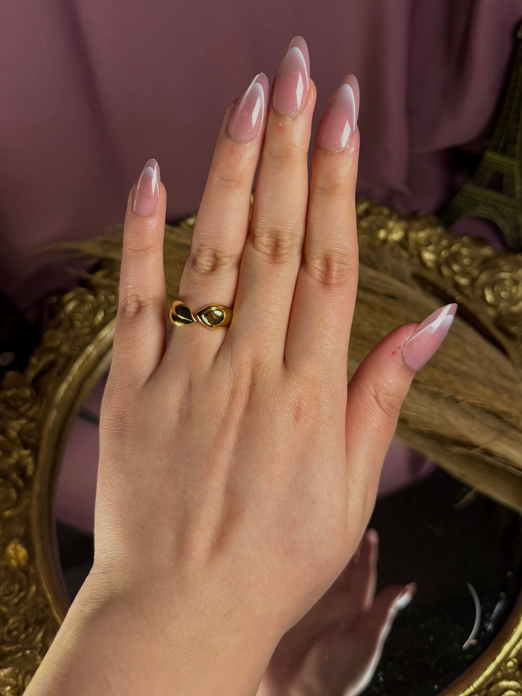 Twin Dome Luxe Ring – Elegant Double Dome Statement Ring