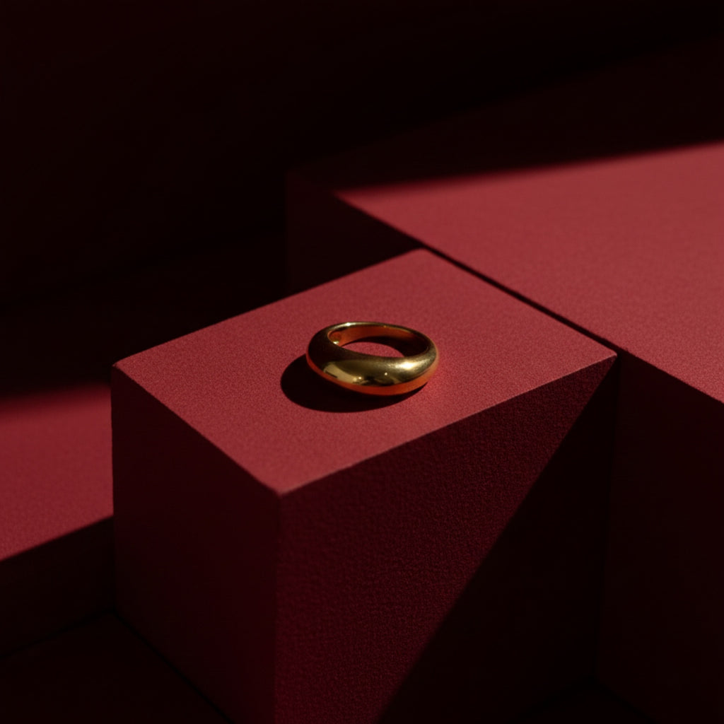 Minimal Dome Ring – Sleek Gold Dome Statement Ring for Women