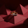 Royal Solitaire Duo Ring – Elegant Gold Double Stone Ring for Women