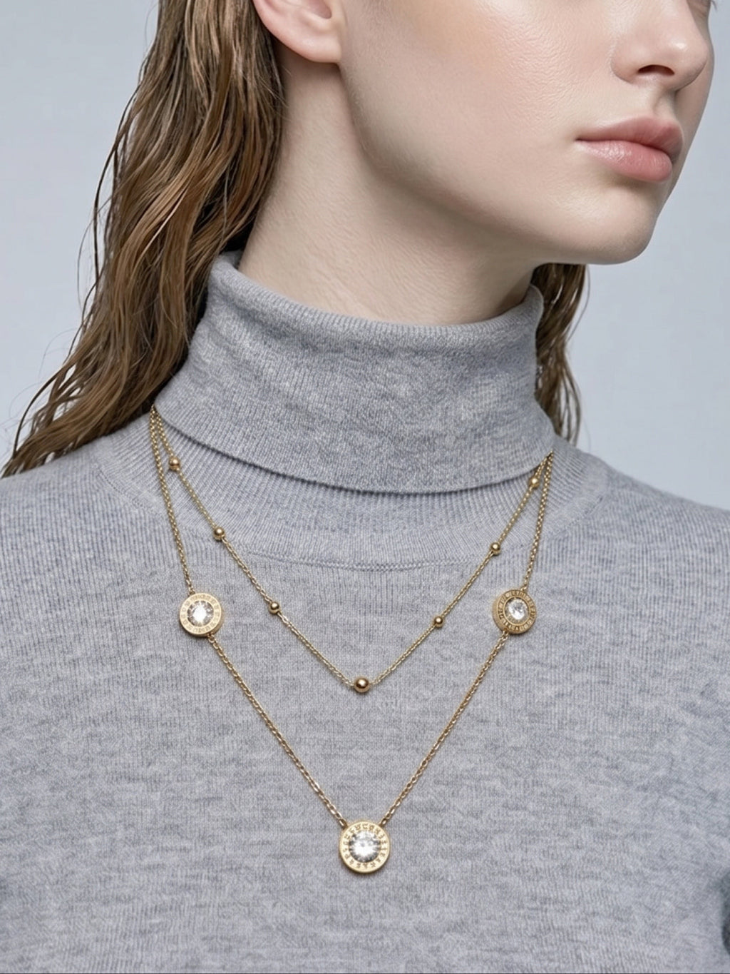Celestial Layered Coin Necklace – Elegant Gold Layered Necklace for Women