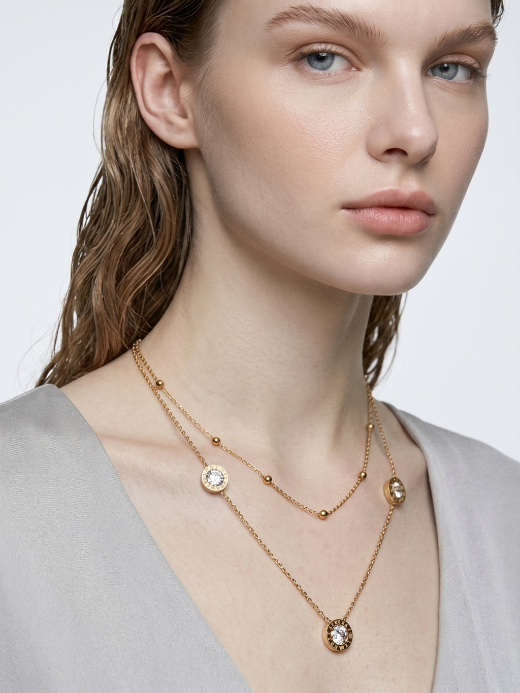 Celestial Layered Coin Necklace – Elegant Gold Layered Necklace for Women