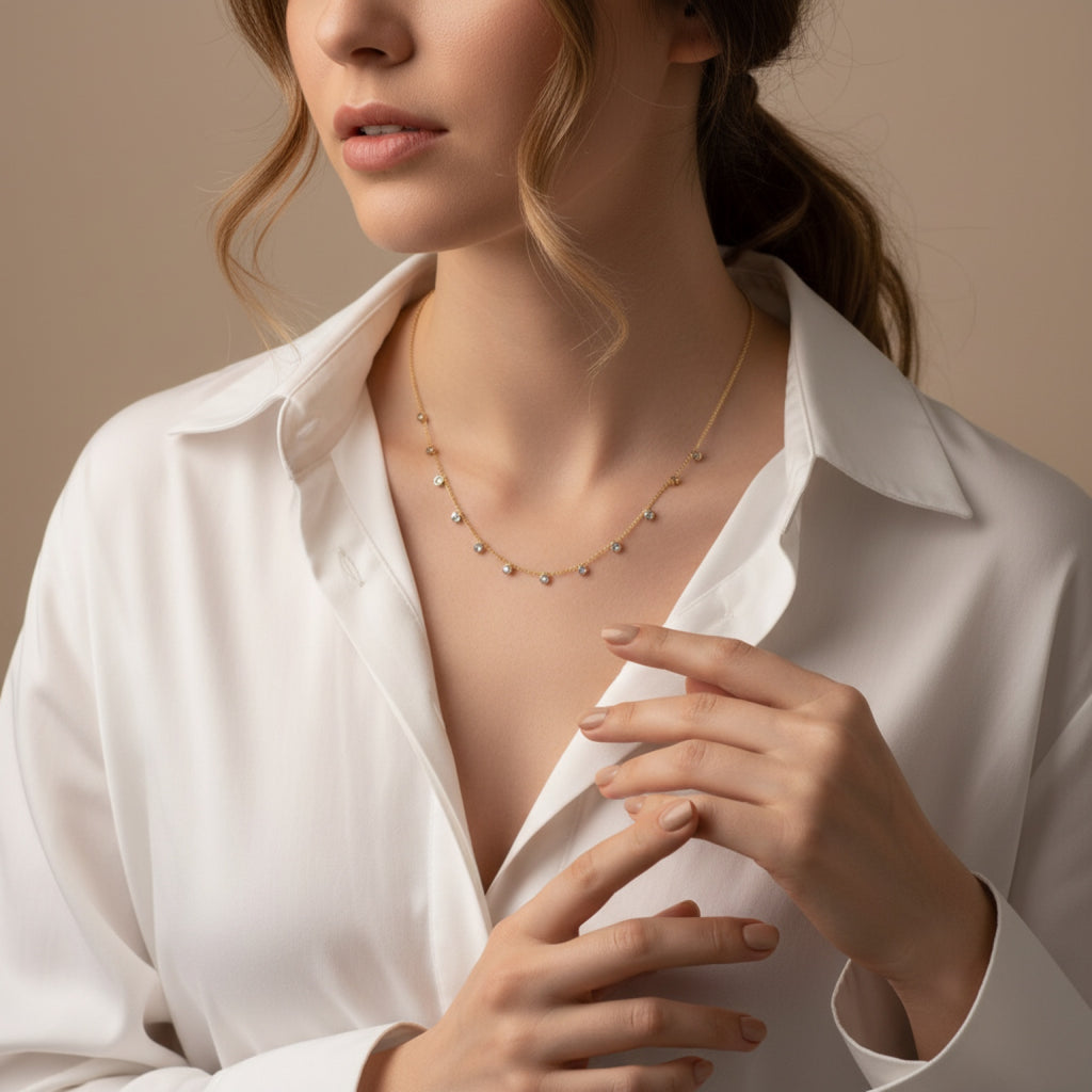 Dainty Crystal Drop Necklace – Elegant Minimal Pendant Necklace for Women