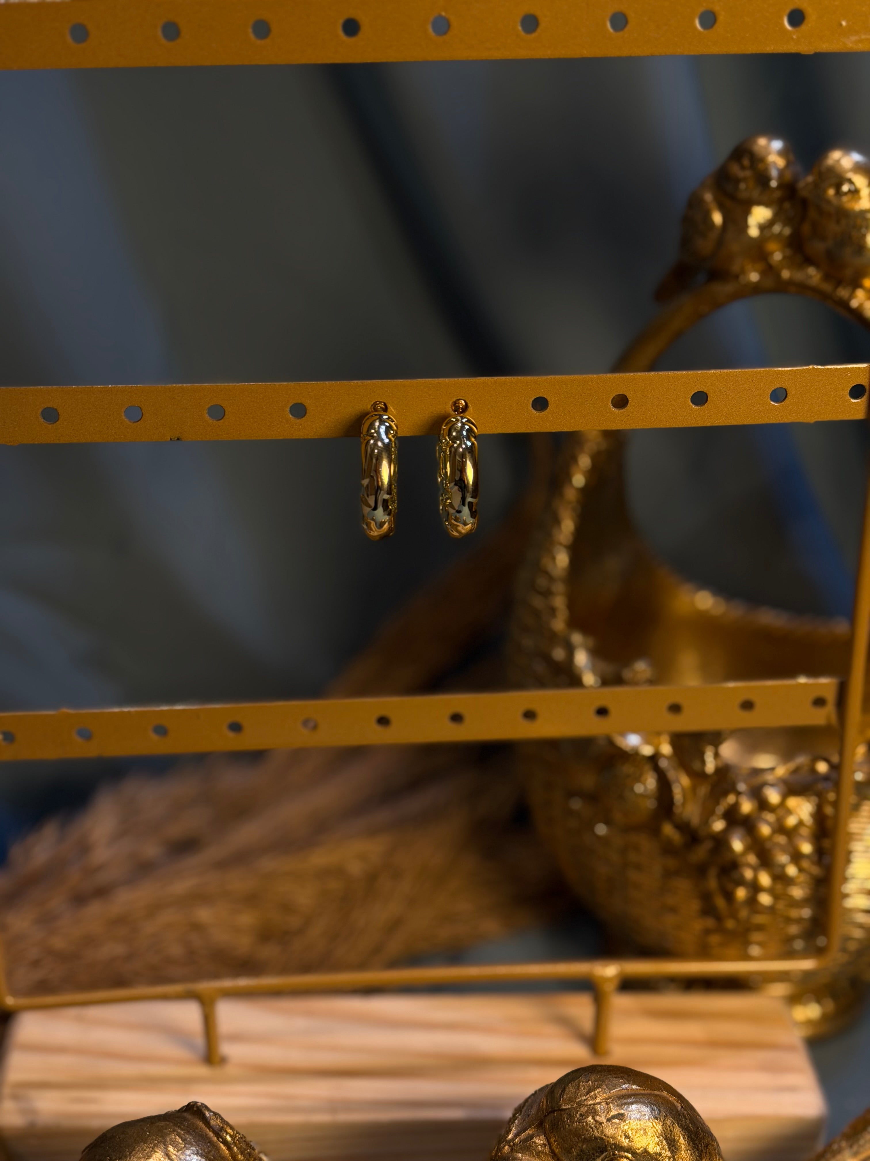Textured C-Hoop Earrings – Elegant Gold Statement Earrings for Women