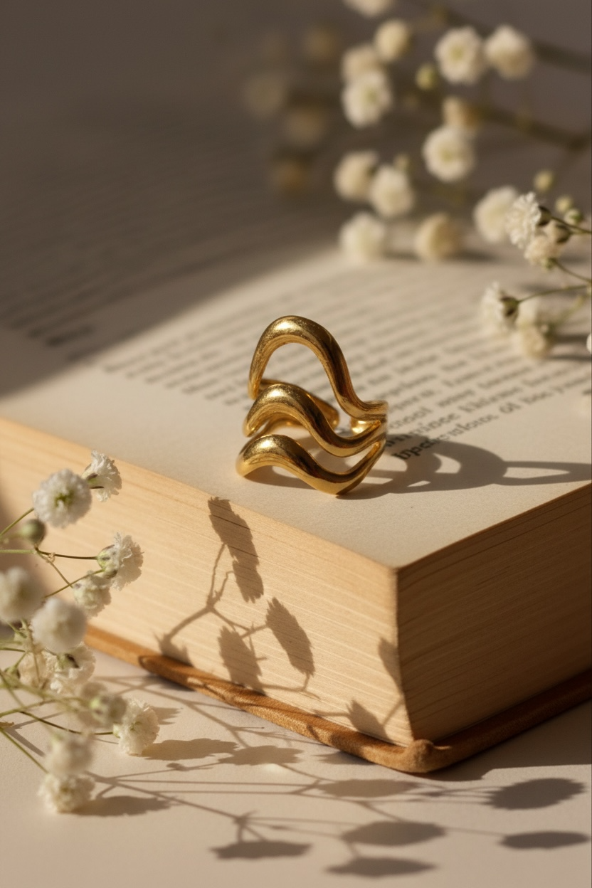 Triple Wave Bold Ring – Bold Gold Ring for Women