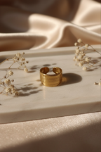 Ribbed Gold Cuff Ring – Elegant Gold Ring for Women