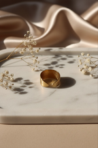 Ribbed Gold Cuff Ring – Elegant Gold Ring for Women