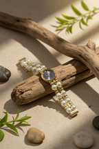 Midnight Pearl Watch – Elegant Black Gold Watch for Women