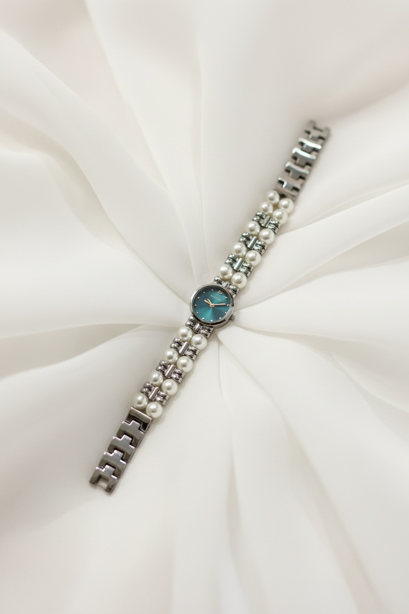 Emerald Pearl Watch – Elegant Gold Watch for Women