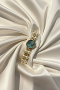 Royal Emerald Pearl Watch – Elegant Gold Watch for Women