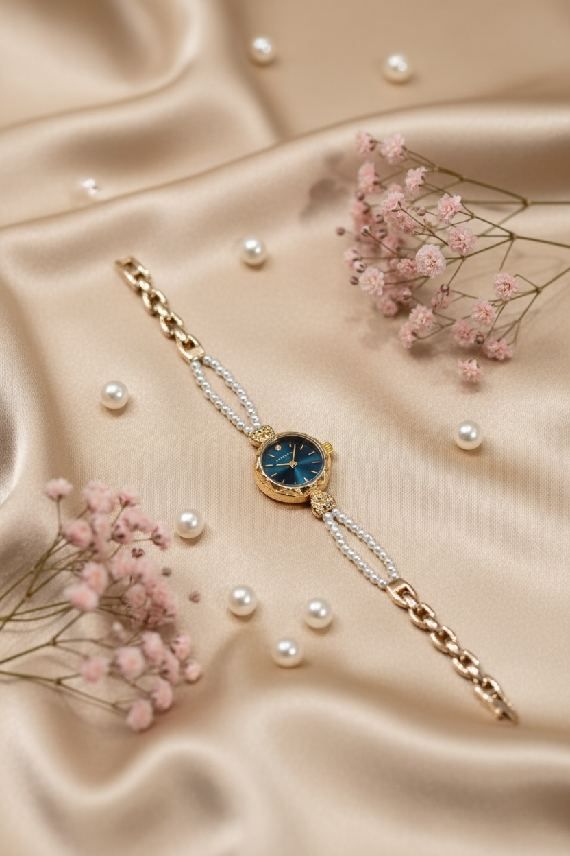 Velvet Noir Watch – Elegant Black & Gold Luxury Watch for Women