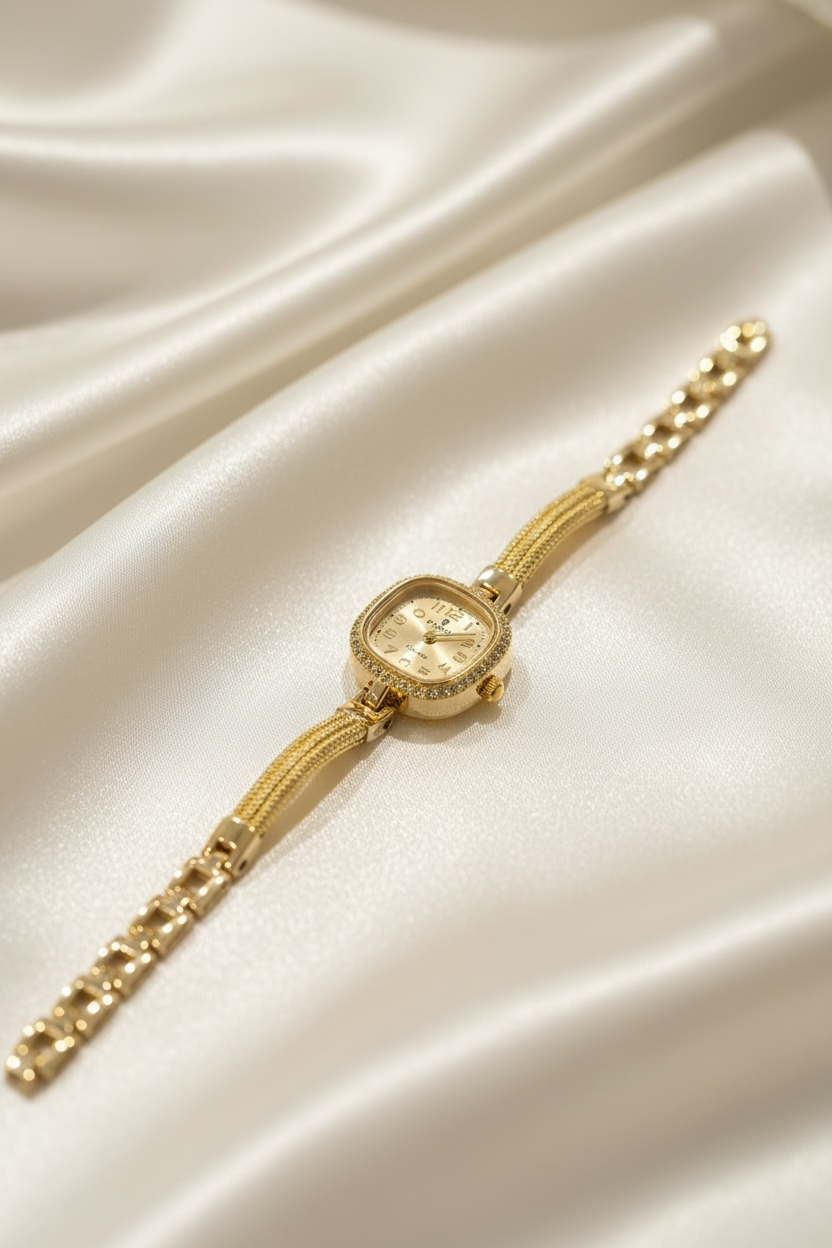 Champagne Glow Watch – Elegant Gold Watch for Women