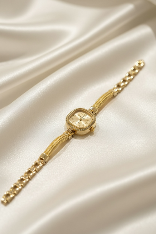 Champagne Glow Watch – Elegant Gold Watch for Women