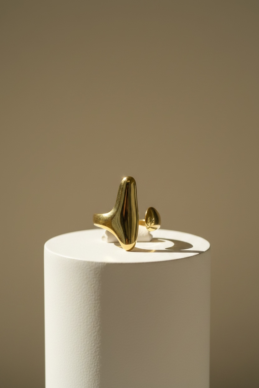 Dual Shape Modern Ring – Elegant Gold Ring for Women