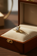 Luna Solitaire Ring – Elegant Gold Ring for Women