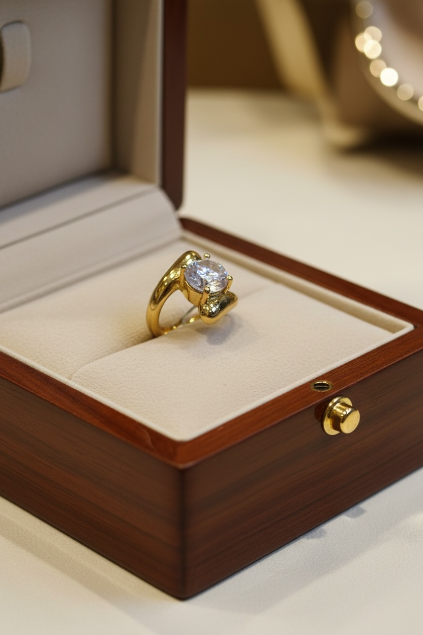 Luna Solitaire Ring – Elegant Gold Ring for Women
