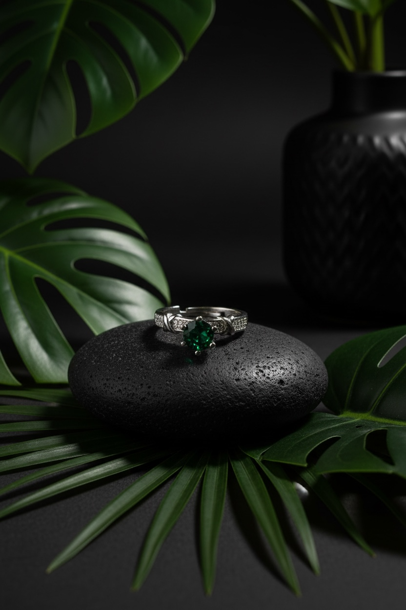 Queen’s Emerald Ring – Elegant Gold Ring for Women