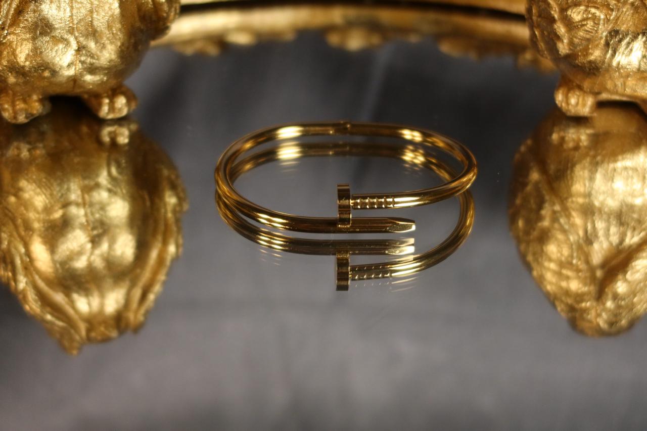 Nail Lock Handcuff – Elegant Gold Statement Handcuff for Women