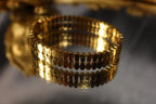 Golden Tile Chain Handcuff – Elegant Gold Statement Handcuff for Women