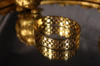 Honeycomb Luxe Handcuff – Elegant Gold Geometric Handcuff for Women