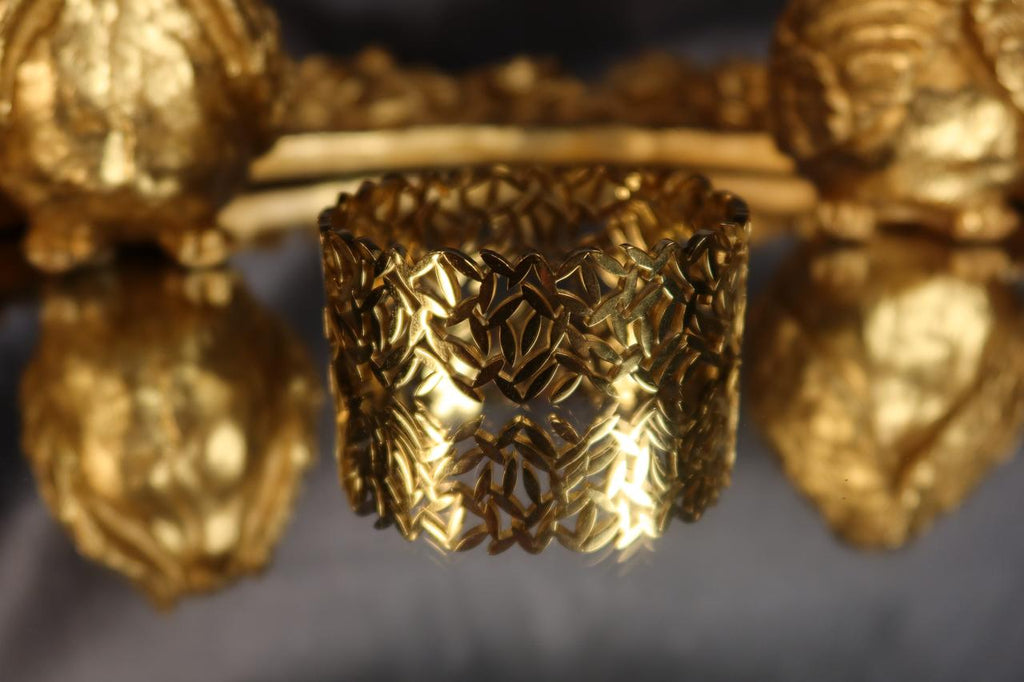 Golden Leaf Wrap Handcuff – Elegant Gold Nature Inspired Handcuff for Women