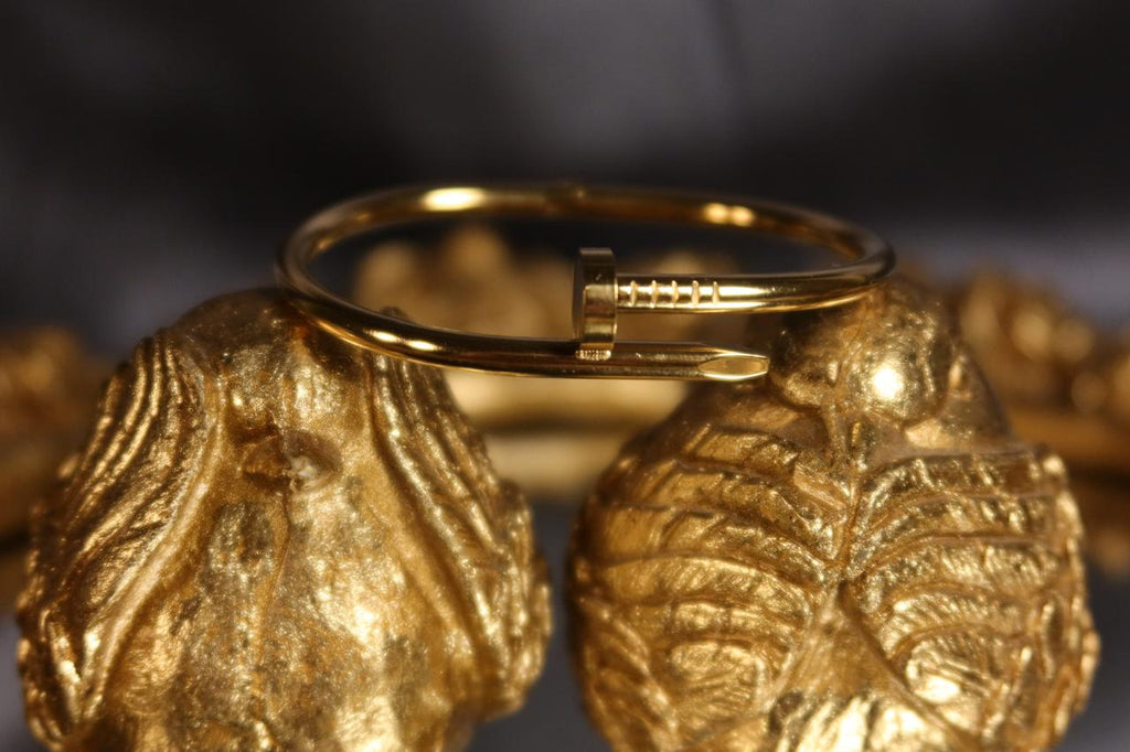 Nail Lock Handcuff – Elegant Gold Statement Handcuff for Women