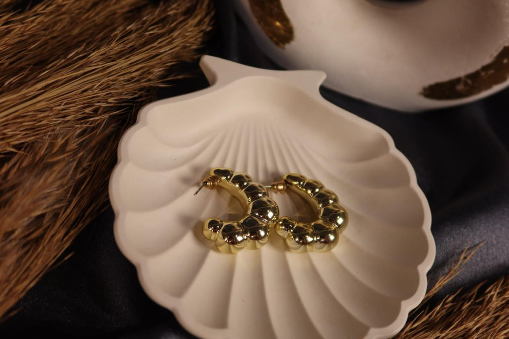 Bubble Hoop Earrings – Elegant Gold Statement Earrings for Women