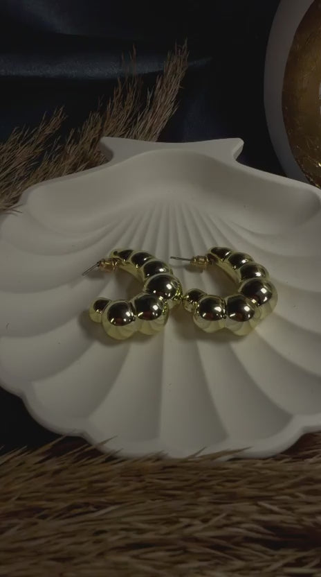 Bubble Hoop Earrings – Elegant Gold Statement Earrings for Women