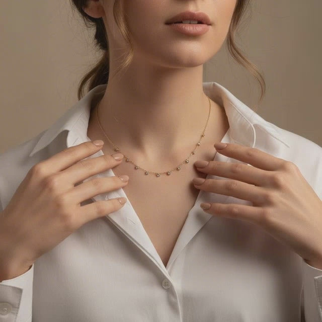 Dainty Crystal Drop Necklace – Elegant Minimal Pendant Necklace for Women
