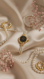 Velvet Noir Watch – Elegant Black & Gold Luxury Watch for Women