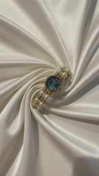 Royal Emerald Pearl Watch – Elegant Gold Watch for Women