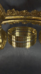 Golden Tile Chain Handcuff – Elegant Gold Statement Handcuff for Women