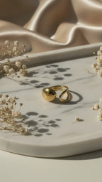 Olive Glow Statement Ring – Elegant Gold Ring for Women