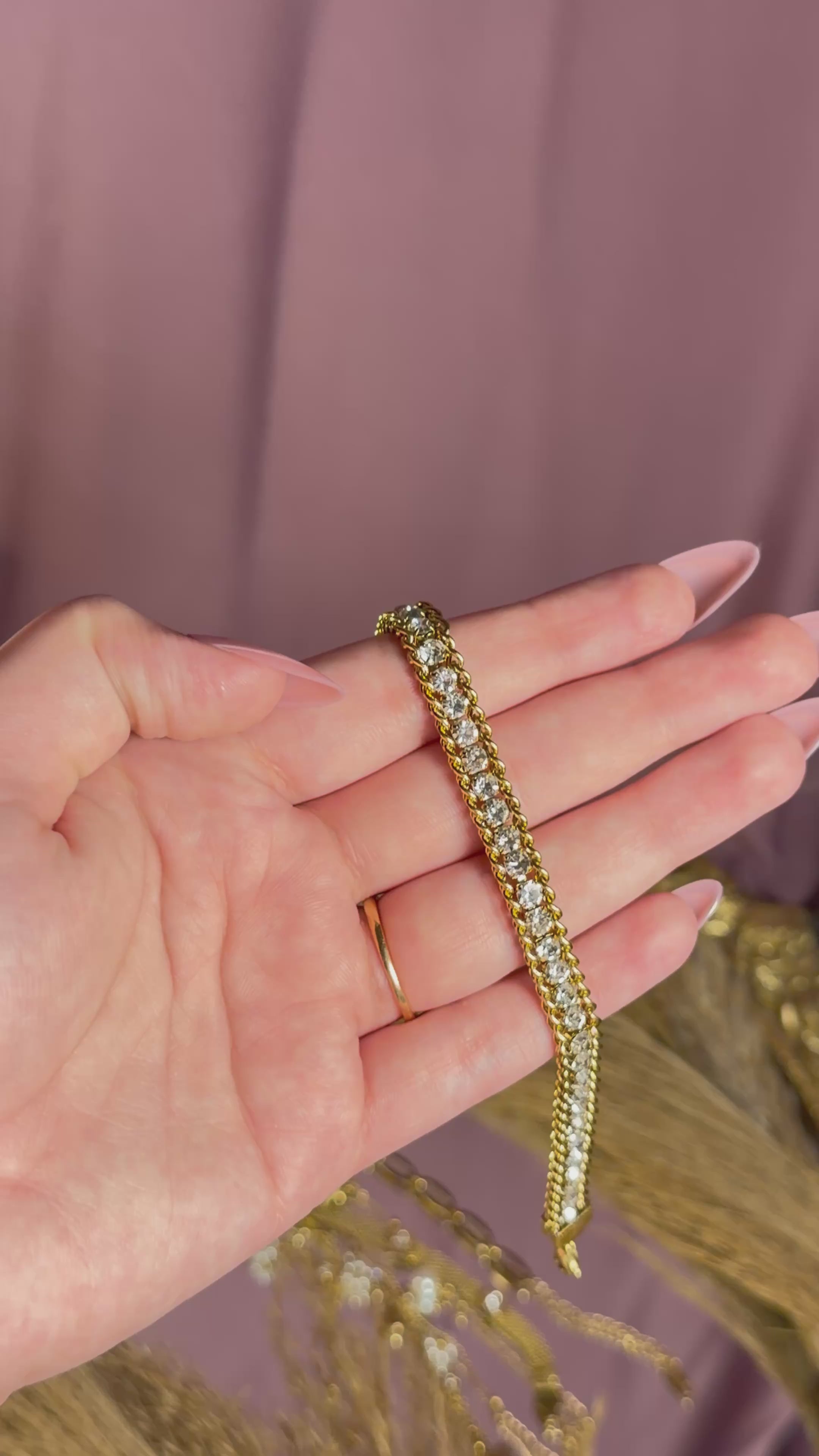 Luxury Tennis Bracelet – Elegant Gold Crystal Bracelet for Women