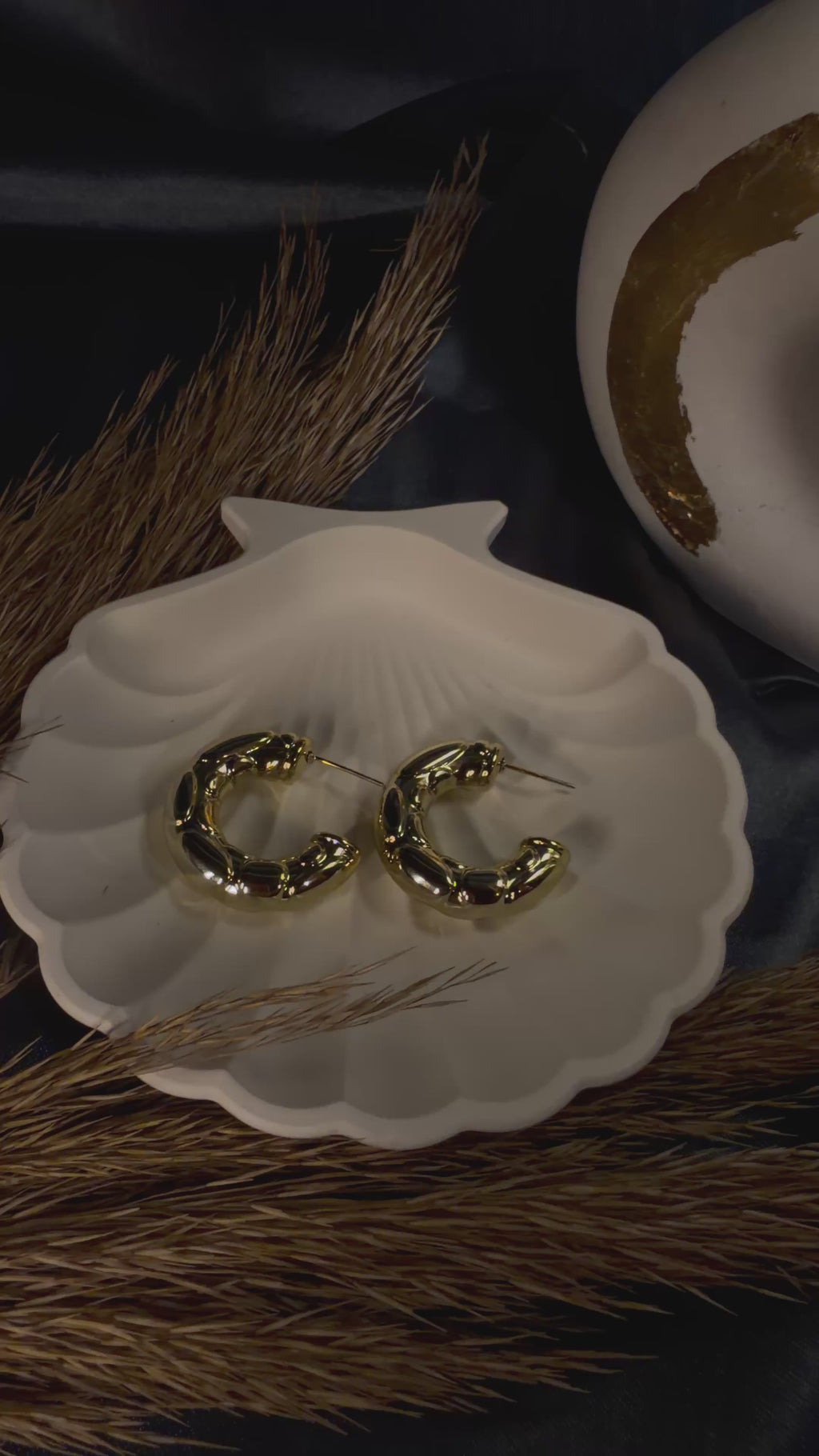 Textured C-Hoop Earrings – Elegant Gold Statement Earrings for Women