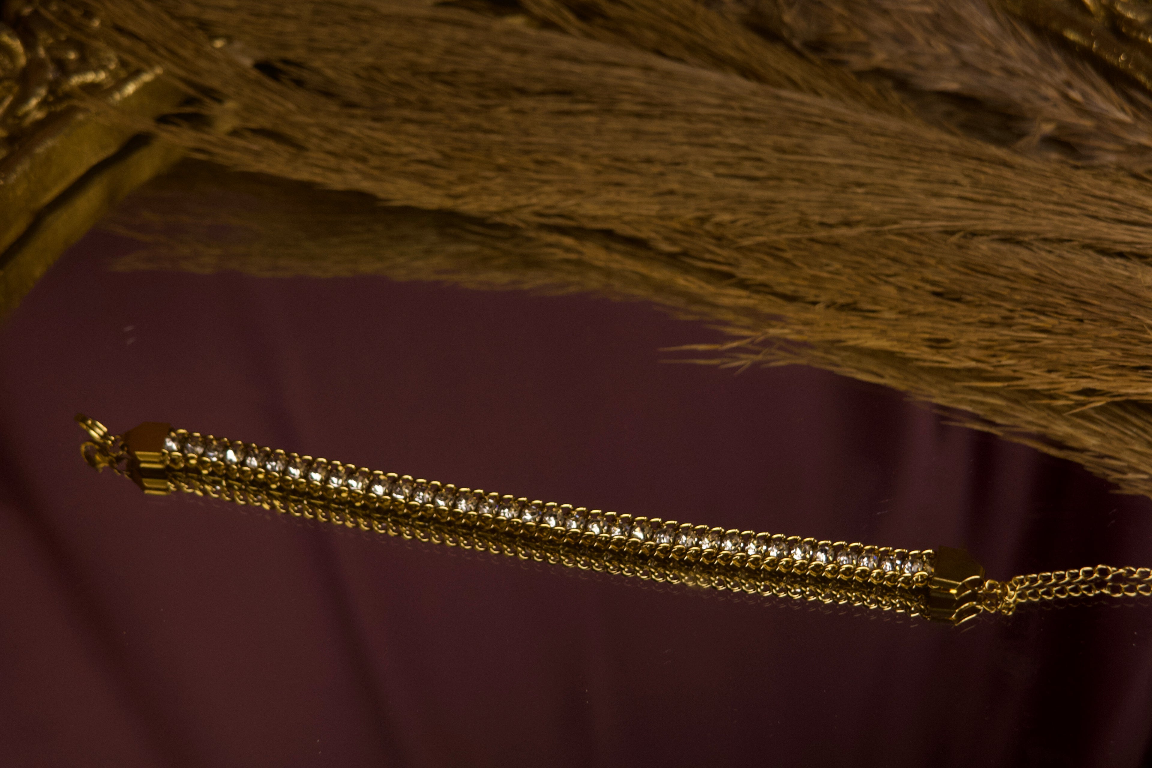 Luxury Tennis Bracelet – Elegant Gold Crystal Bracelet for Women