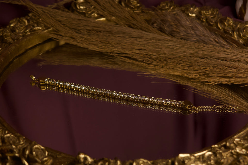 Luxury Tennis Bracelet – Elegant Gold Crystal Bracelet for Women
