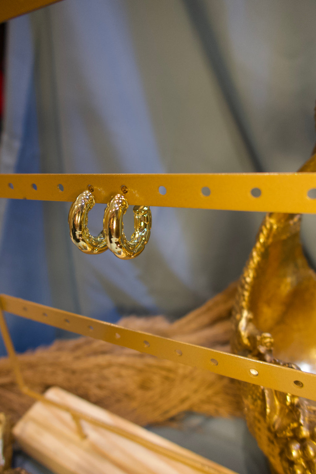 Textured C-Hoop Earrings – Elegant Gold Statement Earrings for Women