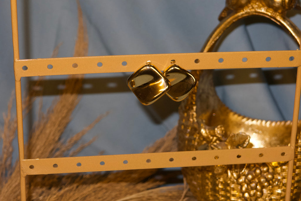 Square Stud Earrings – Elegant Gold Minimal Earrings for Women